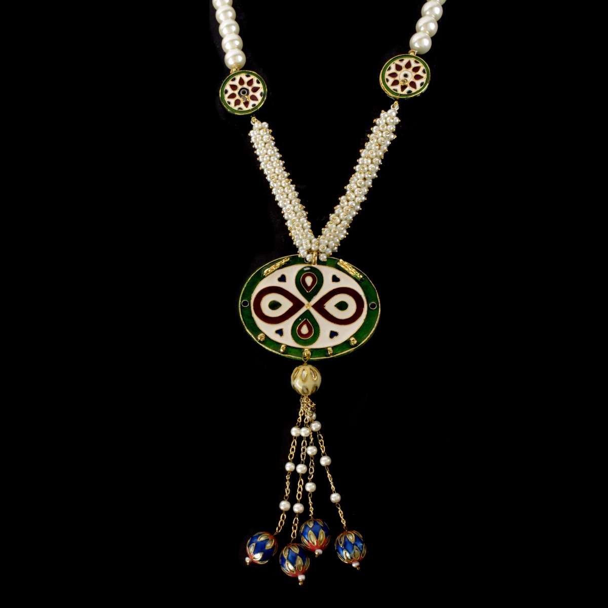Costume Pearl and Enamel Necklace