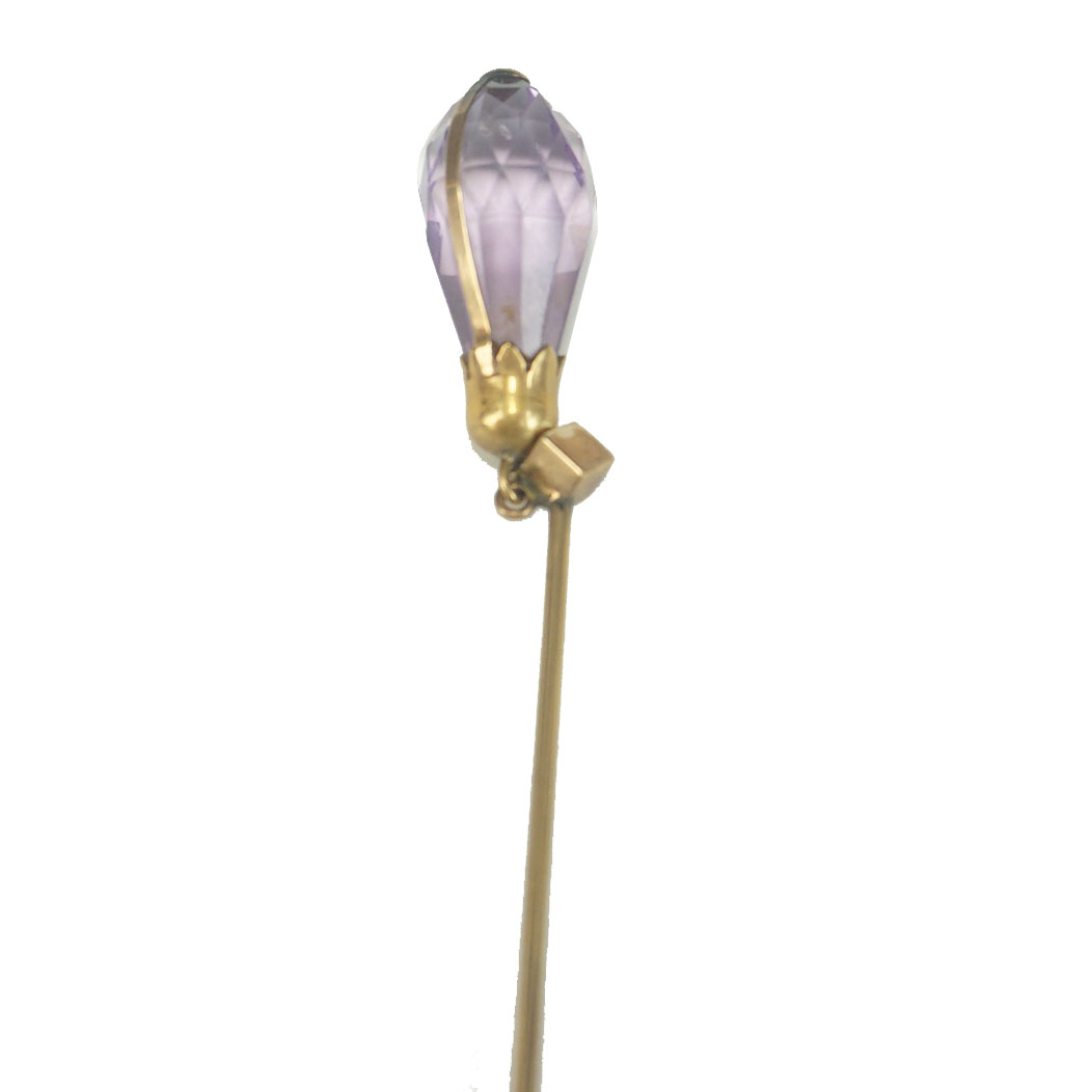Amethyst and 12K Gold Hat Pin