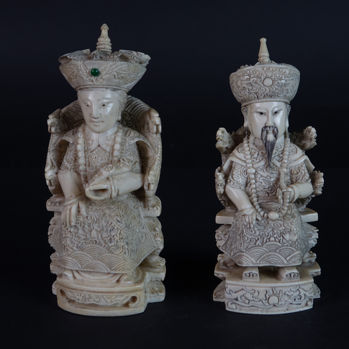 Pair of Chinese Emperor and Empress Figurines