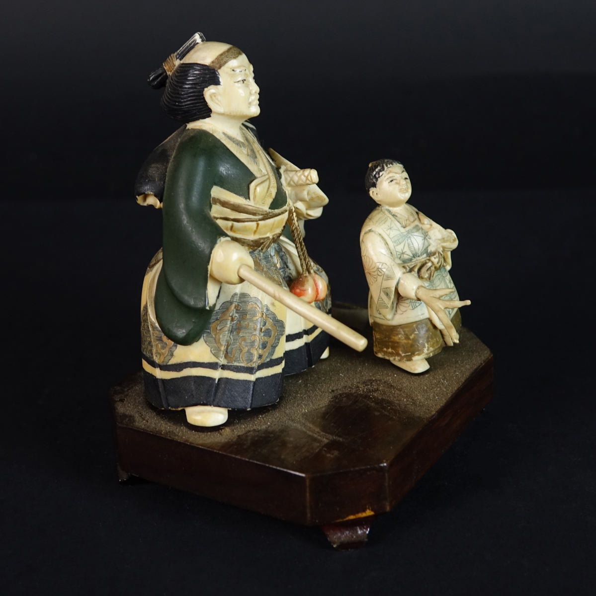 Antique Japanese Painted Samurai Figures