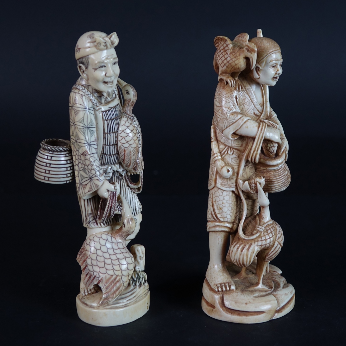 Two (2) Japanese Carved Figurines