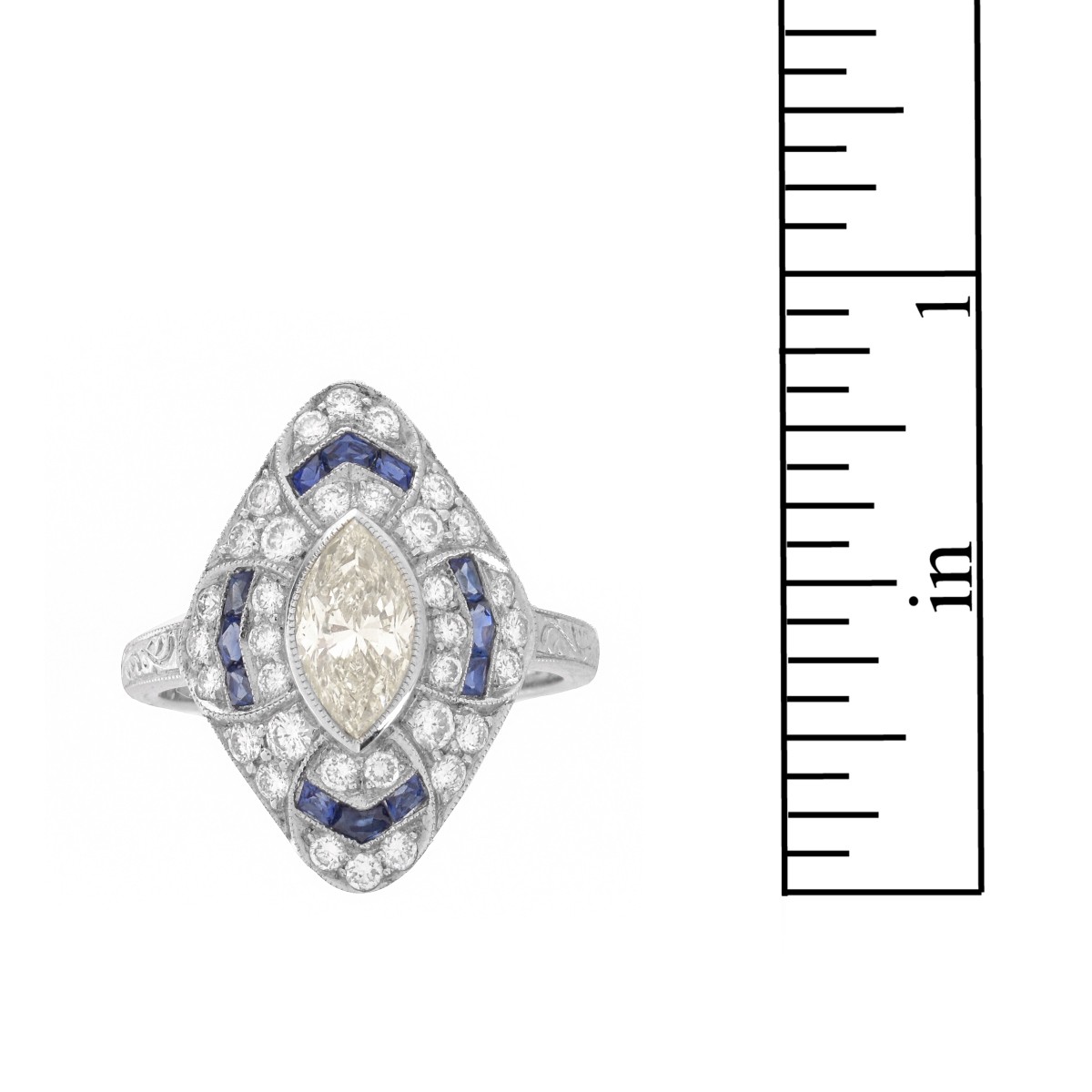 Diamond, Sapphire and Platinum Ring