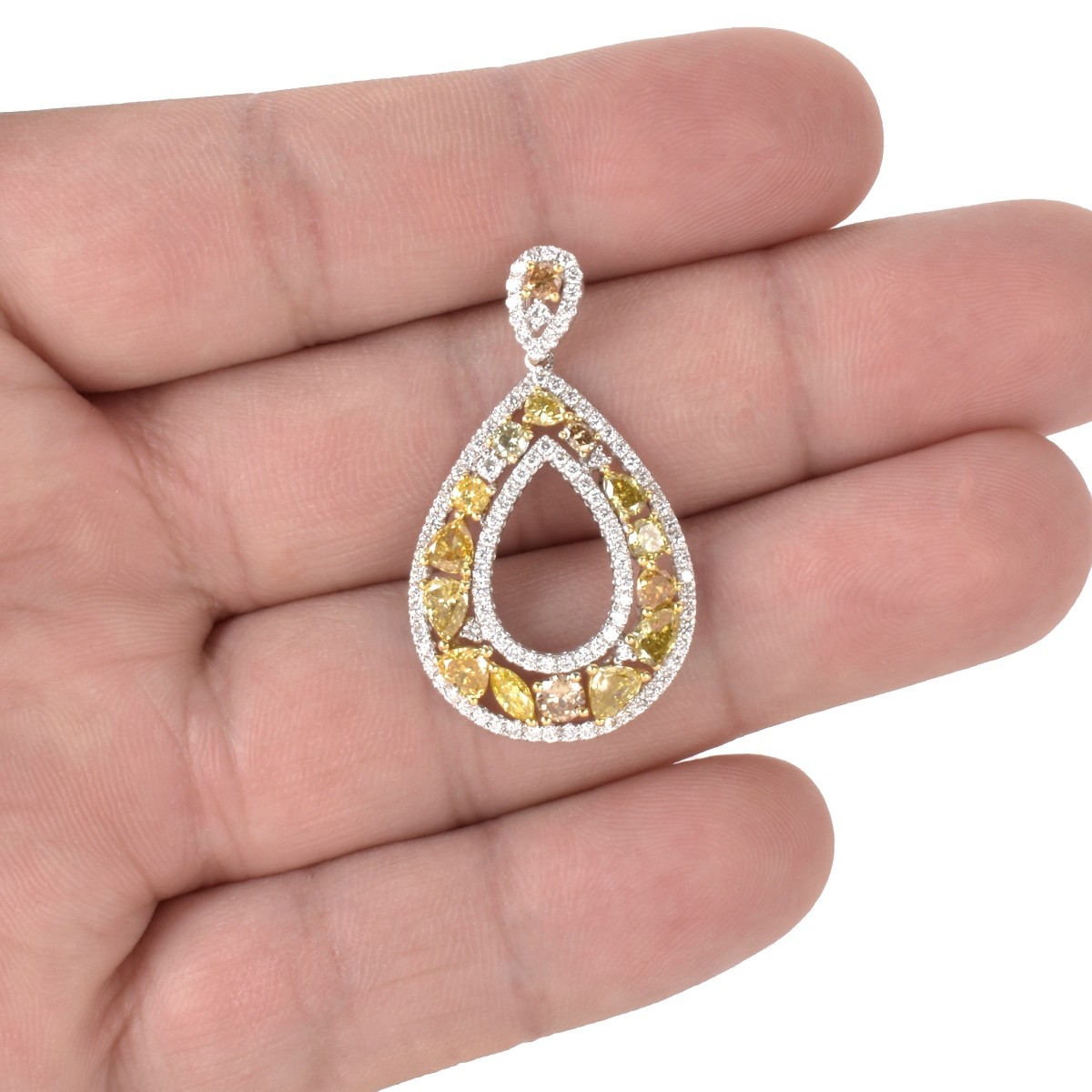 Fancy Diamond and 18K Pendant