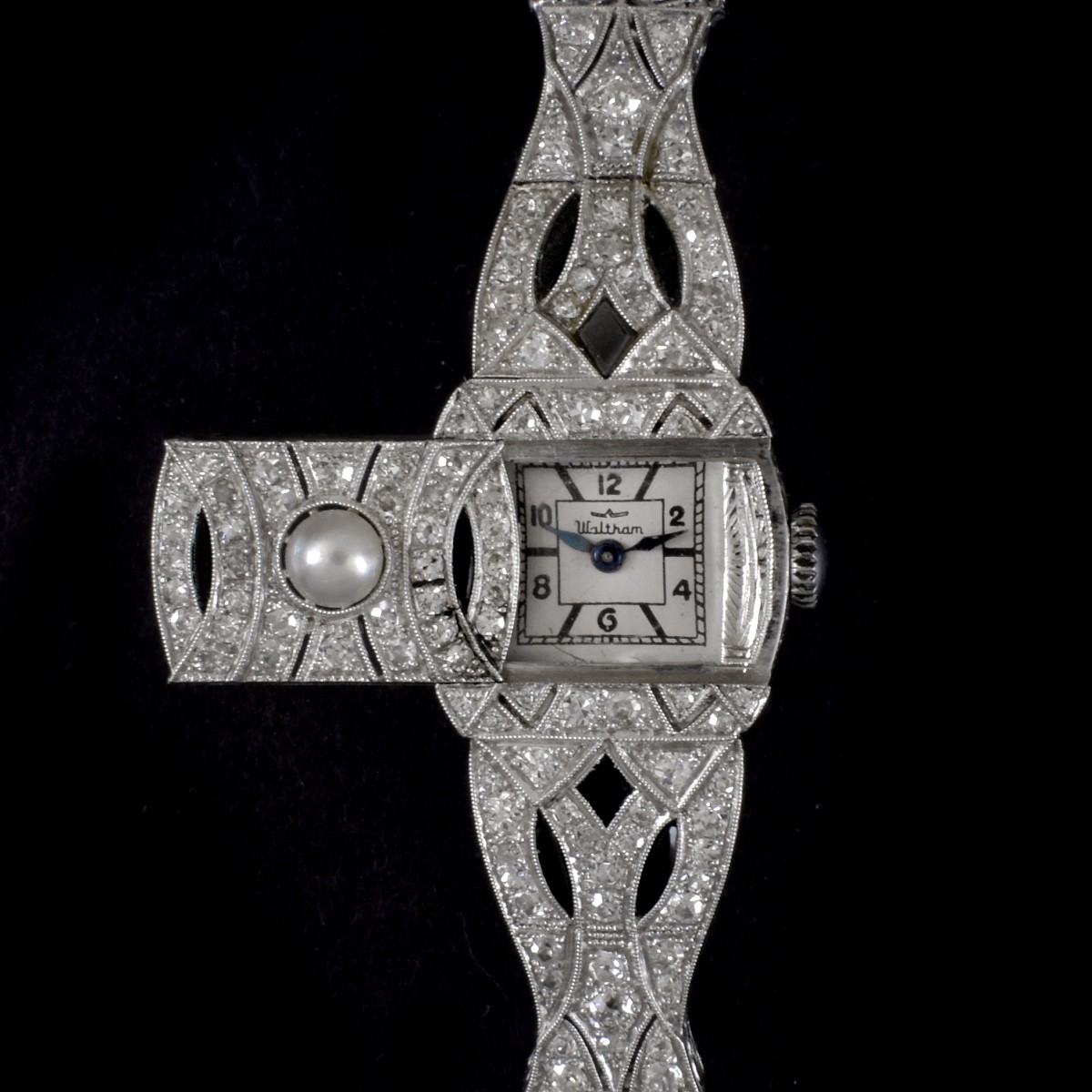 Edwardian Diamond, Pearl and 14K Watch