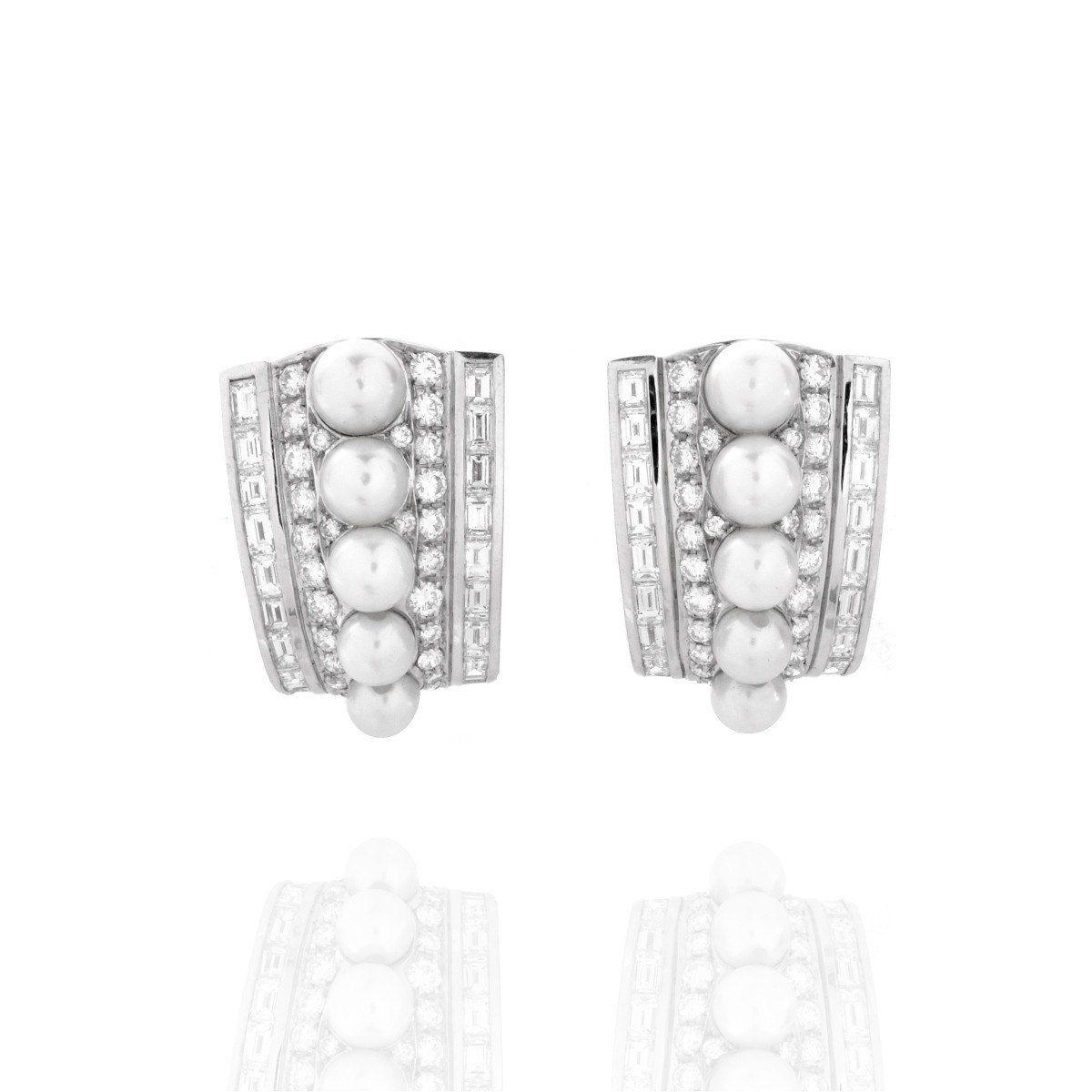 Diamond, Pearl and 18K Earrings