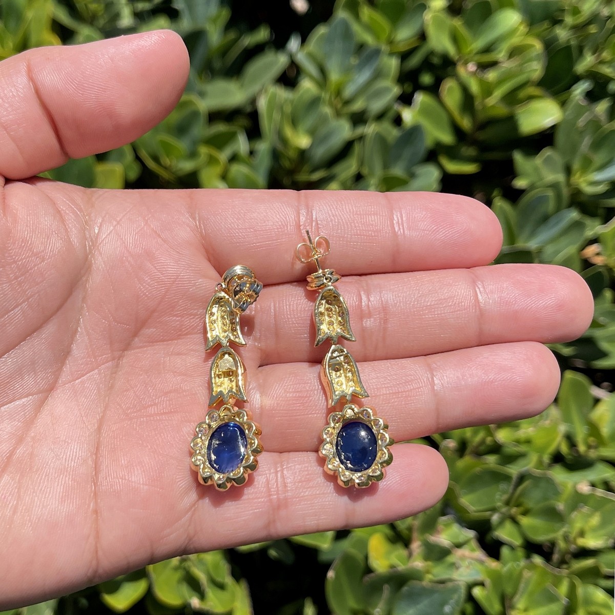 Sapphire, Diamond and 18K Earrings