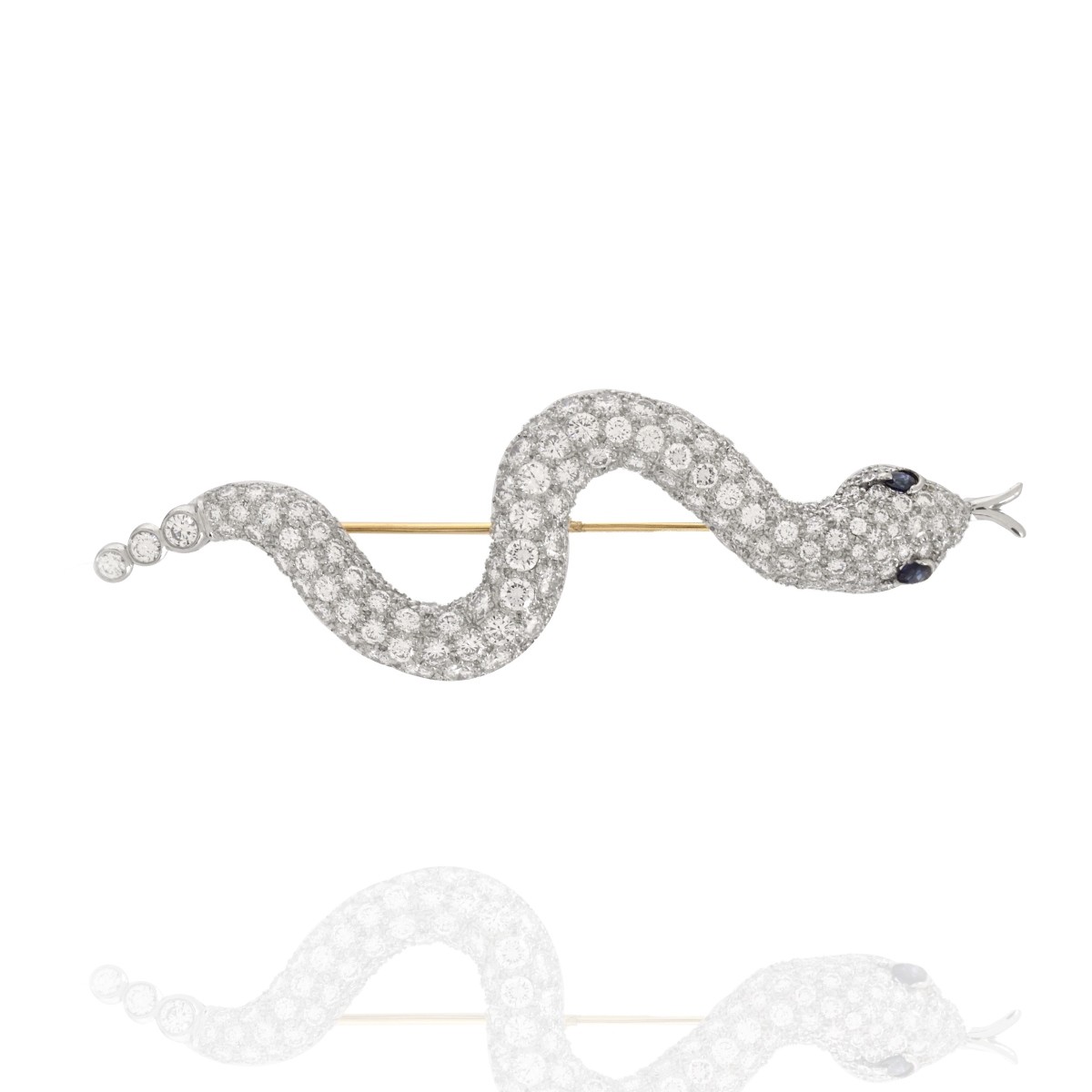 Diamond and Platinum Snake Pin