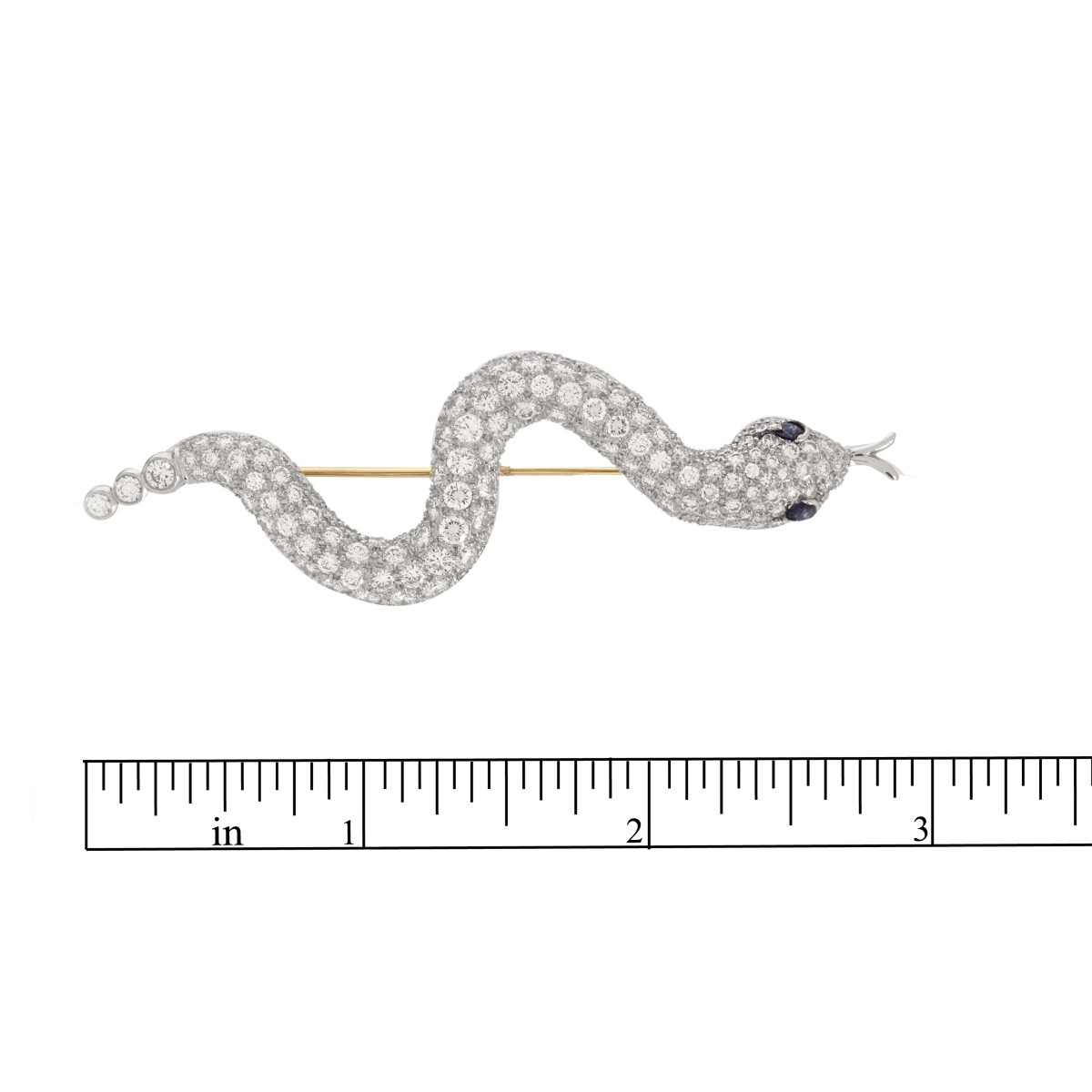 Diamond and Platinum Snake Pin