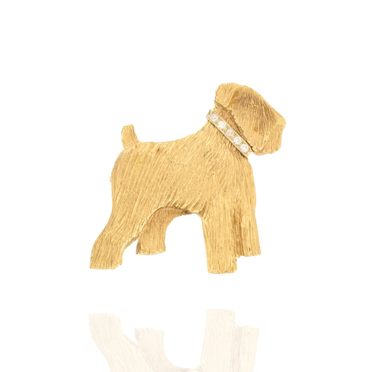 Diamond and 14K Dog Brooch