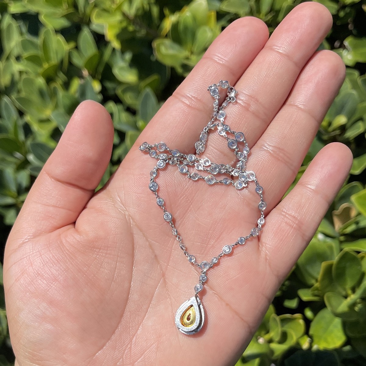 Yellow Diamond and Platinum Necklace