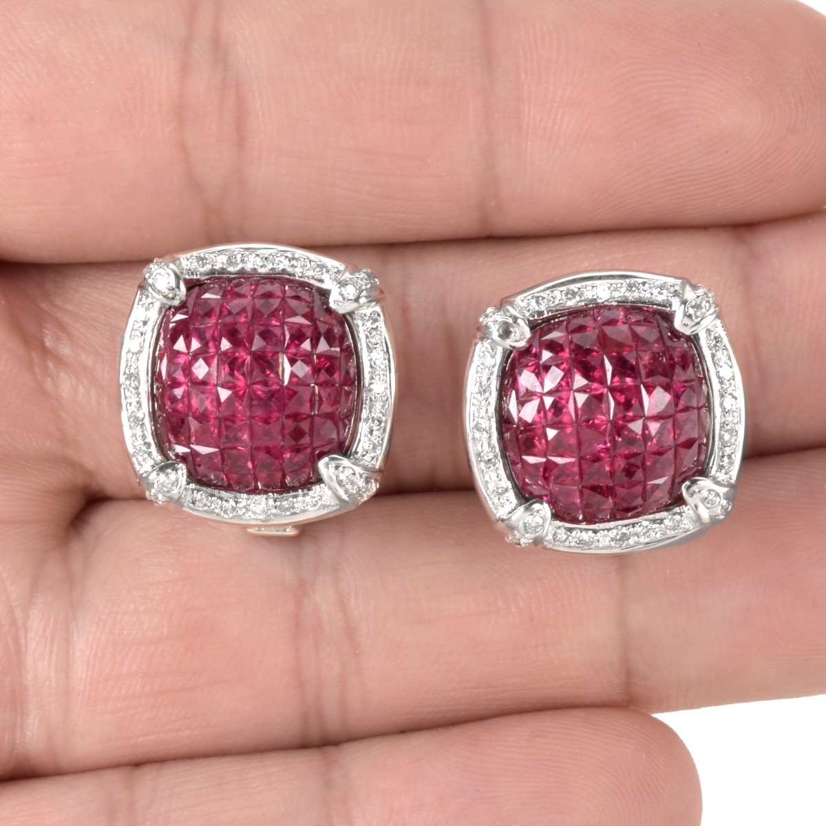 Ruby, Diamond and 18K Earrings