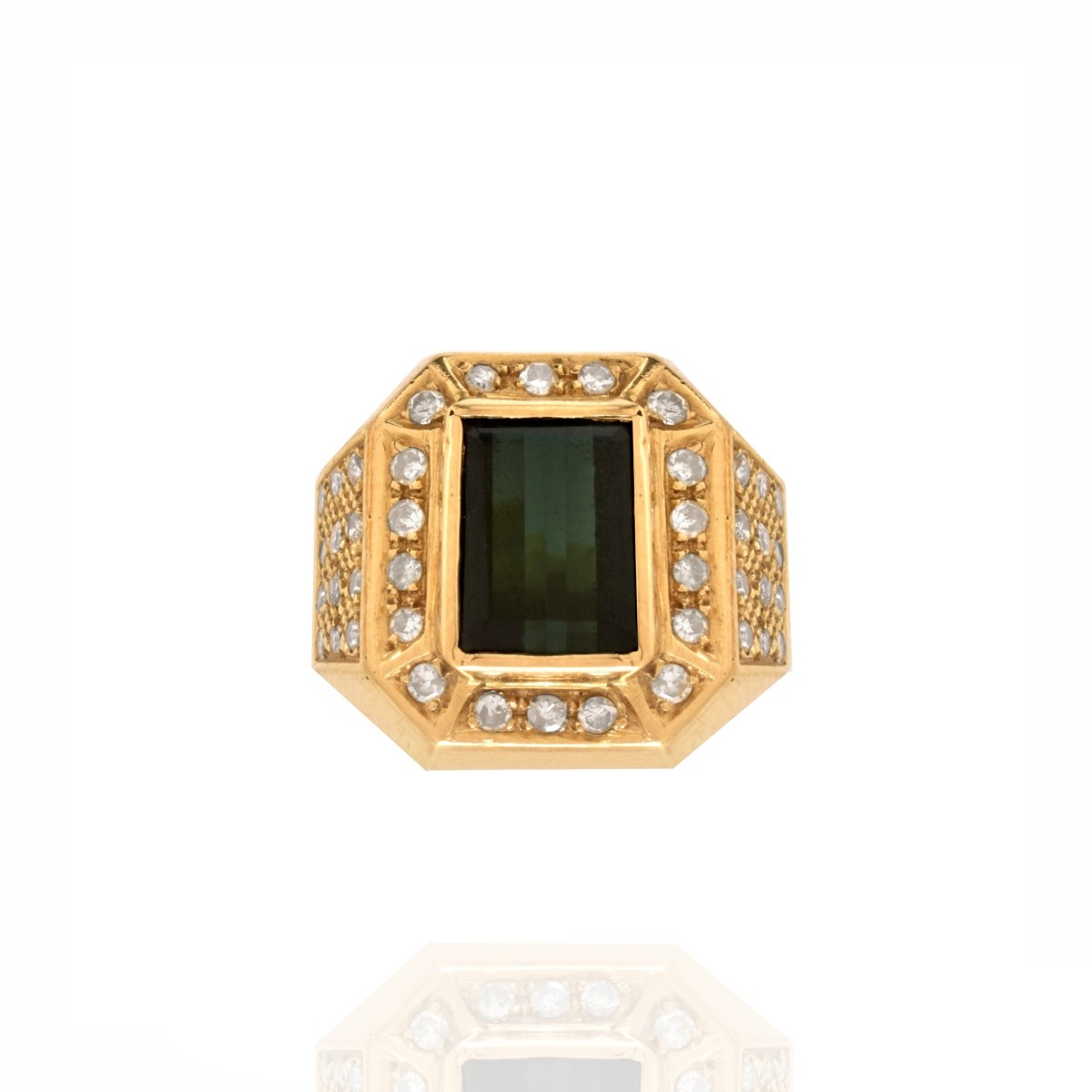 Onyx, Diamond and 18K Ring