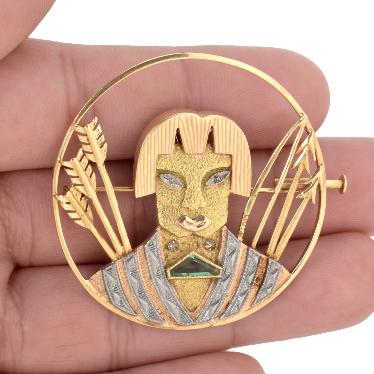 18K and Emerald Pendant / Brooch