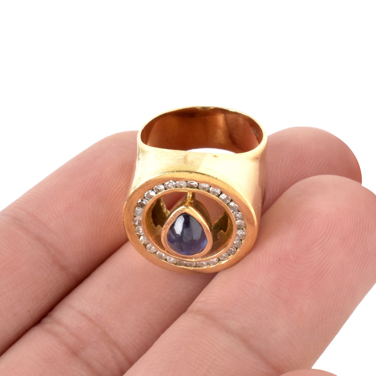 Sapphire, Diamond and 18K Ring