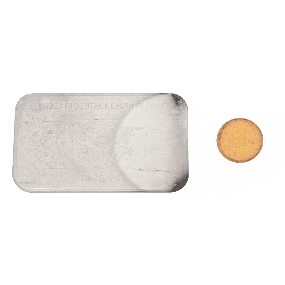 Mexican Gold Coin and Jelenko Silver Bar