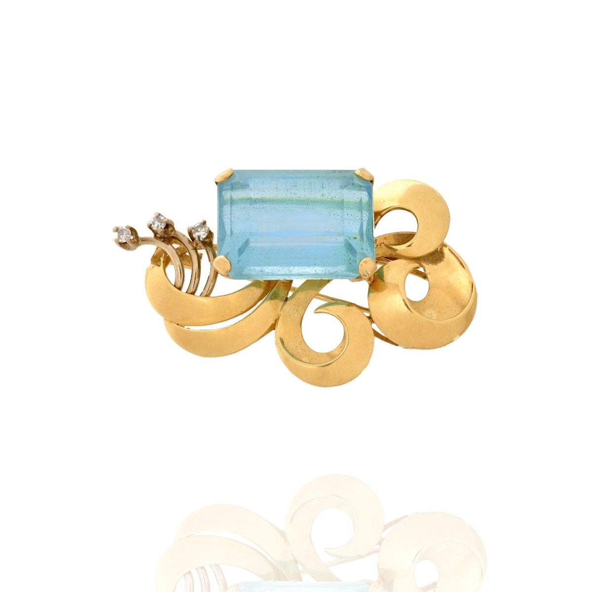 Gemstone and 18K Brooch