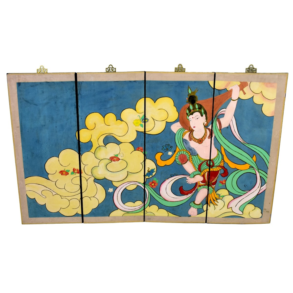 Chinese Silk 4-Panel Screen