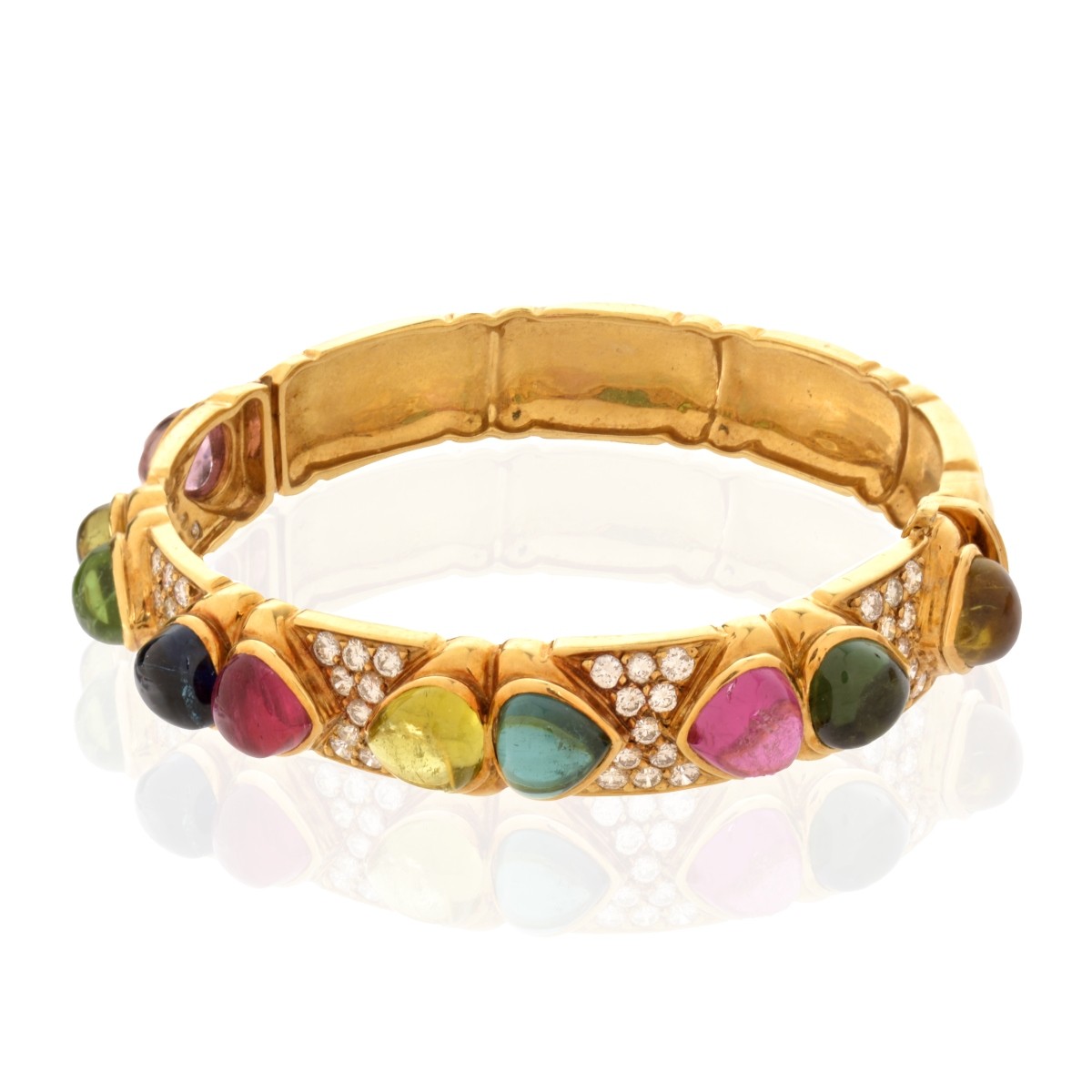 Gemstone and 18K Bangle Bracelet