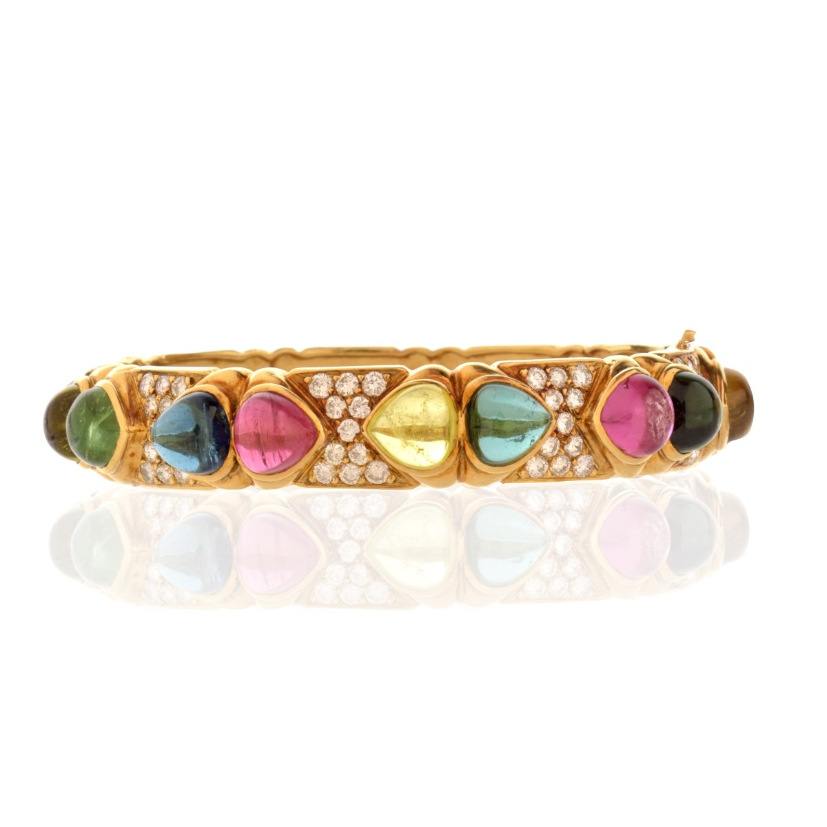 Gemstone and 18K Bangle Bracelet