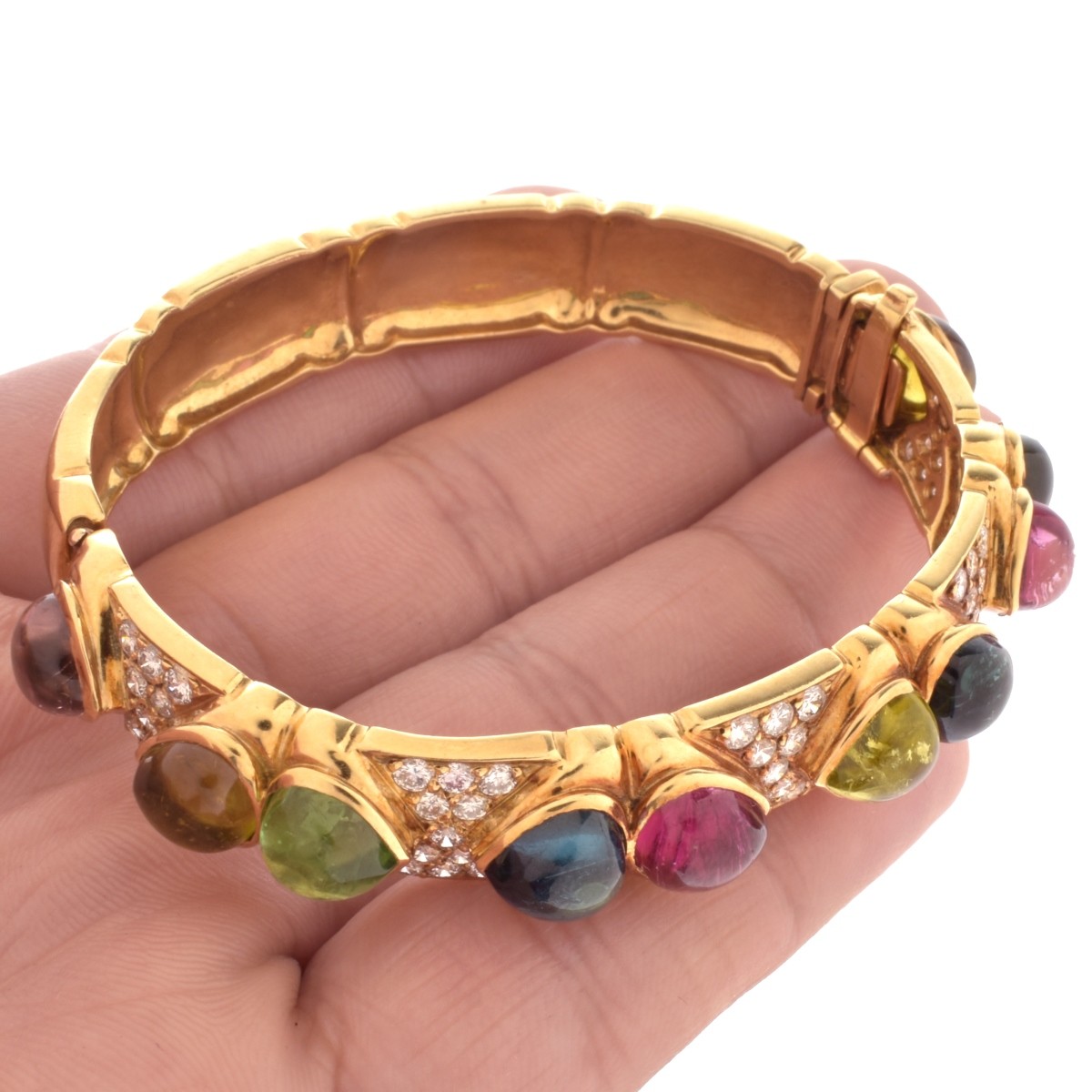 Gemstone and 18K Bangle Bracelet