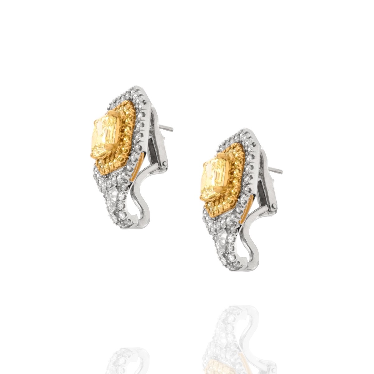 GIA Fancy Yellow Diamond Earrings