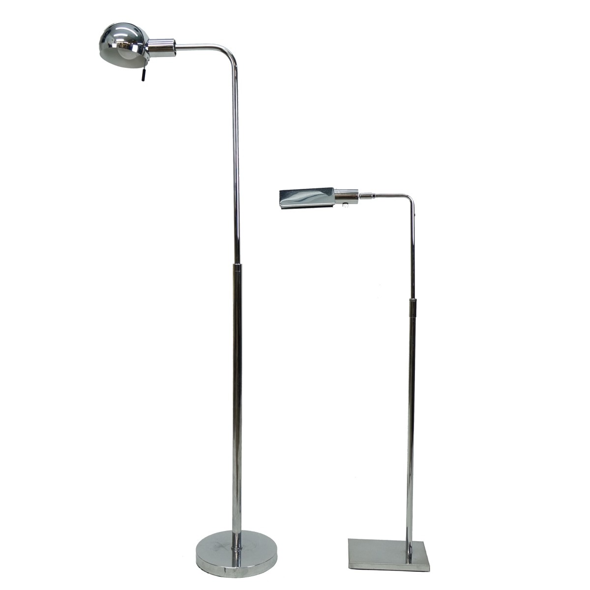 Two (2) Modern Chrome Floor Lamps