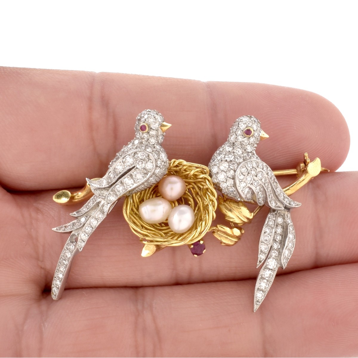 Diamond, Pearl and Platinum Brooch