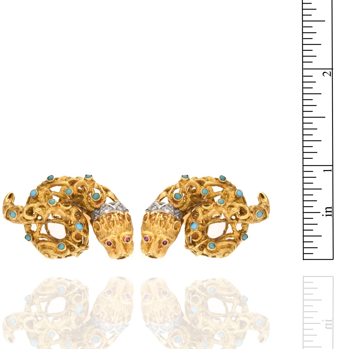 Diamond, Turquoise and 18K Earrings