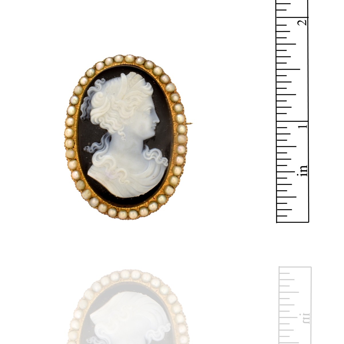 Hardstone, Pearl and 14K Cameo Pendant