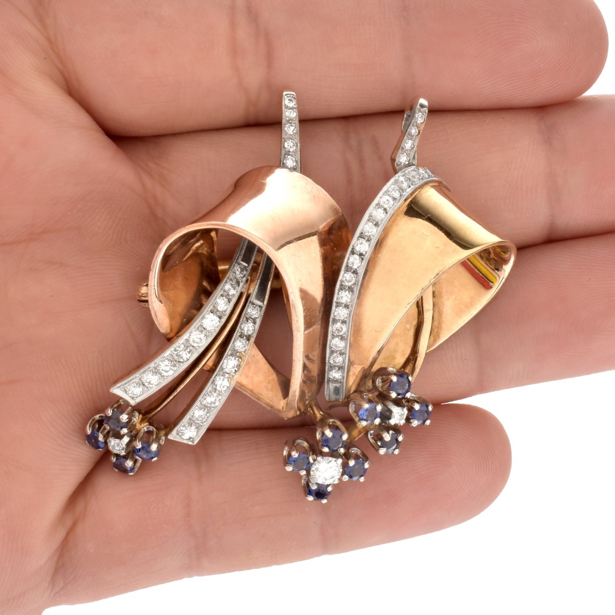 Diamond, Sapphire and 14K Pendant / Brooch