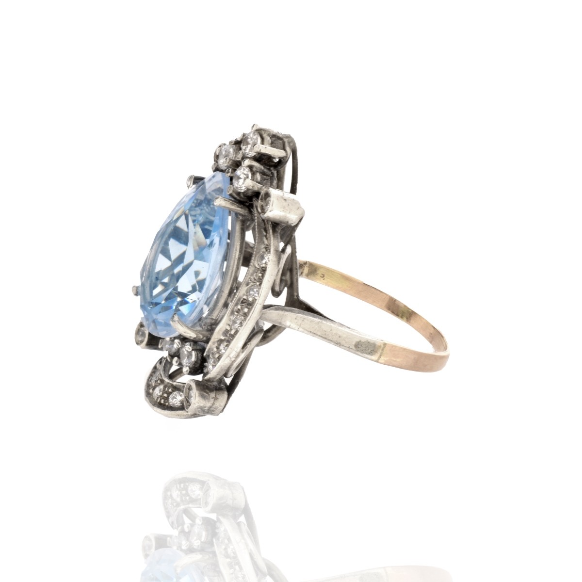 Topaz, Diamond and Silver Ring