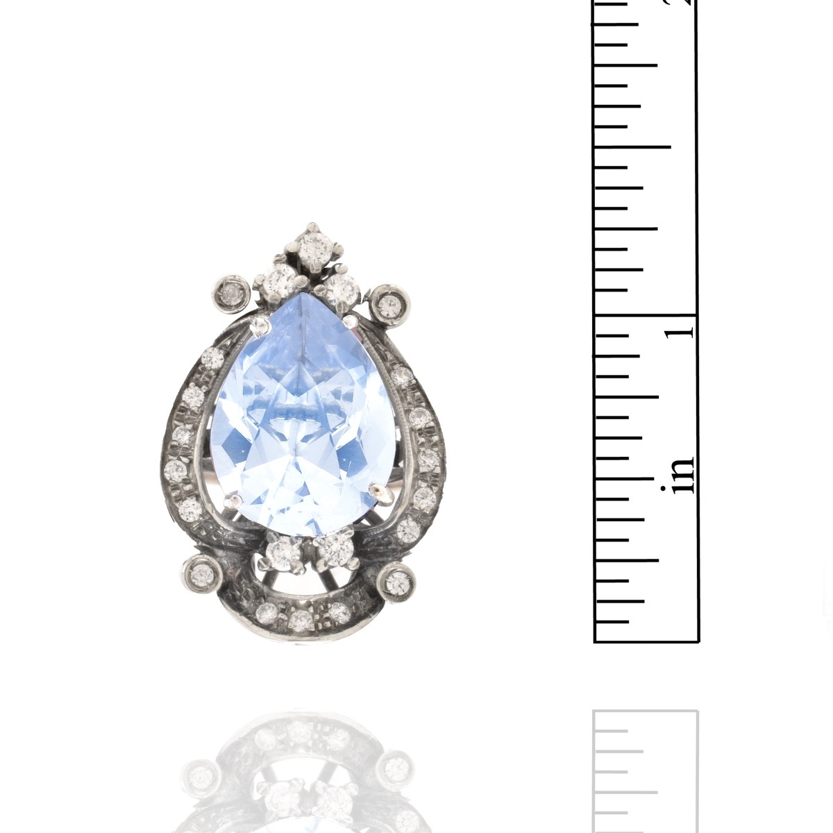 Topaz, Diamond and Silver Ring