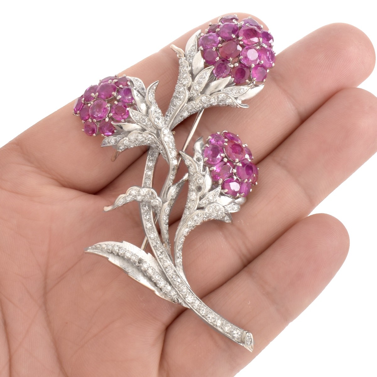 Ruby, Diamond and 14K Brooch