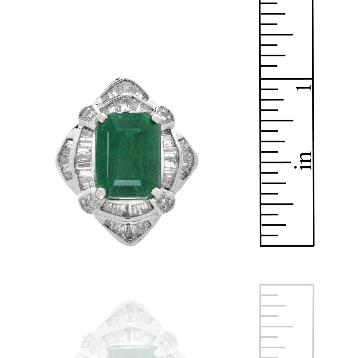 Emerald, Diamond and Platinum Ring