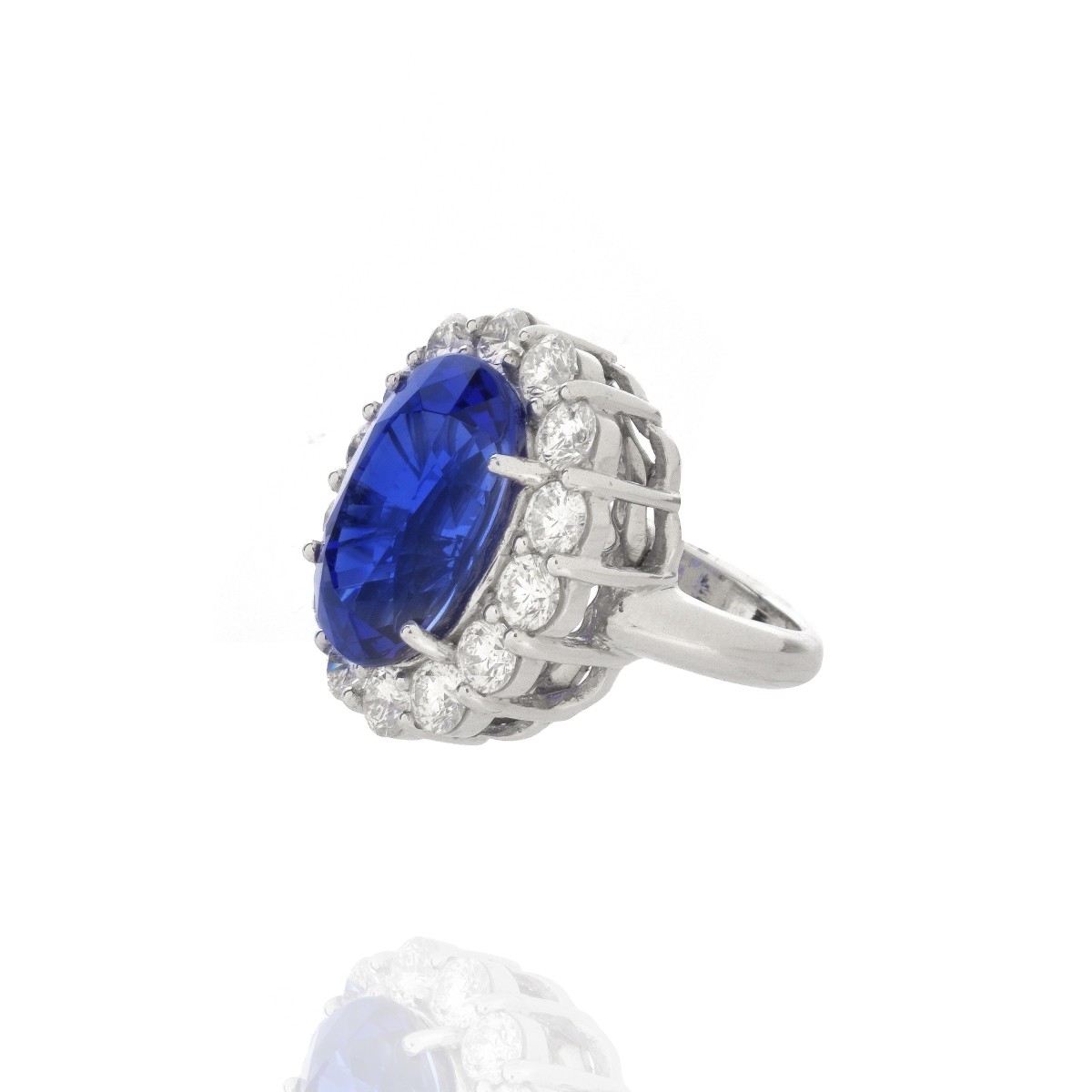 Tanzanite, Diamond and Platinum Ring