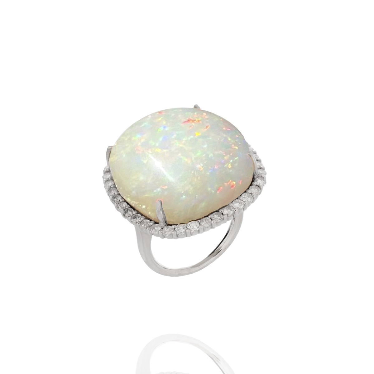 Opal, Diamond and 18K Ring