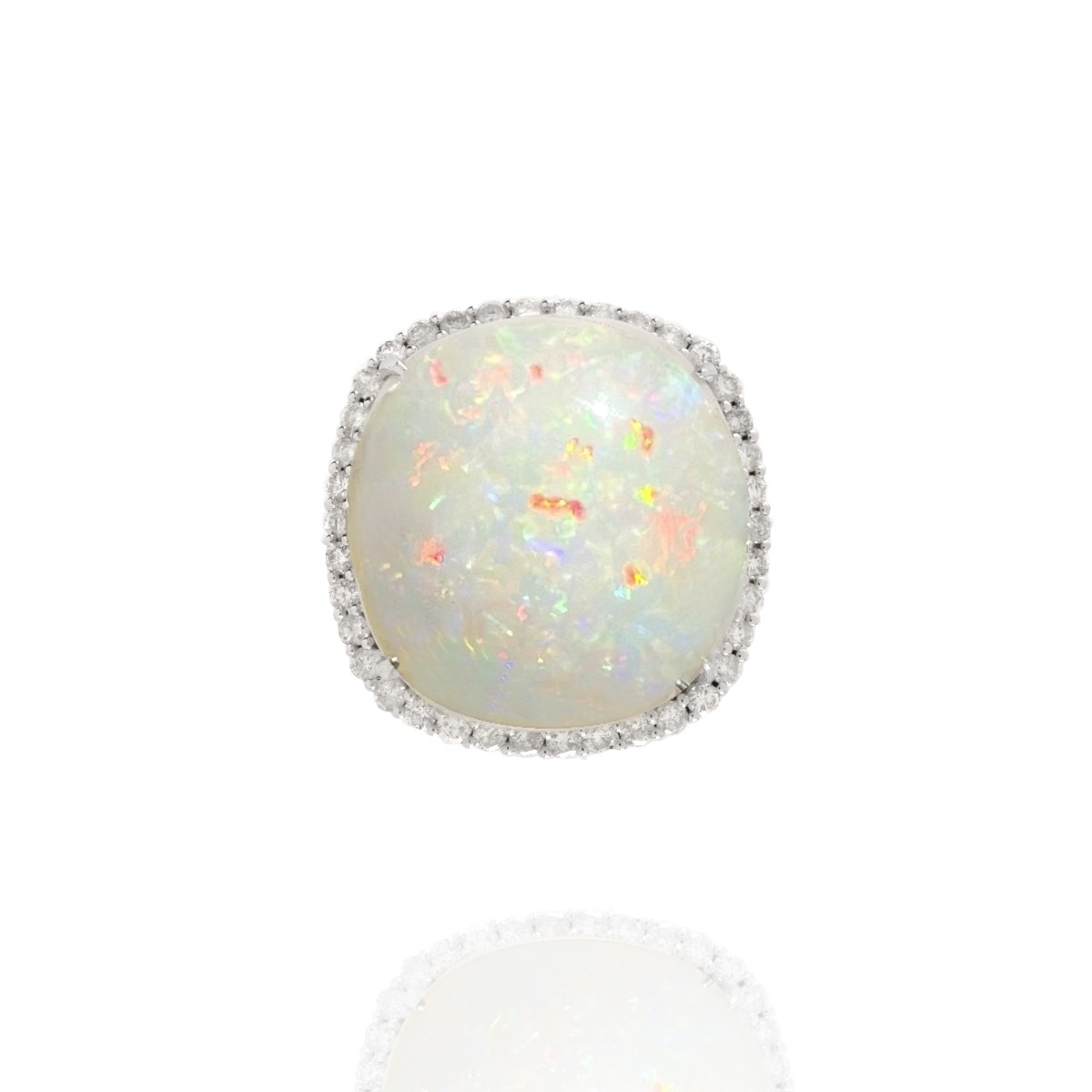 Opal, Diamond and 18K Ring