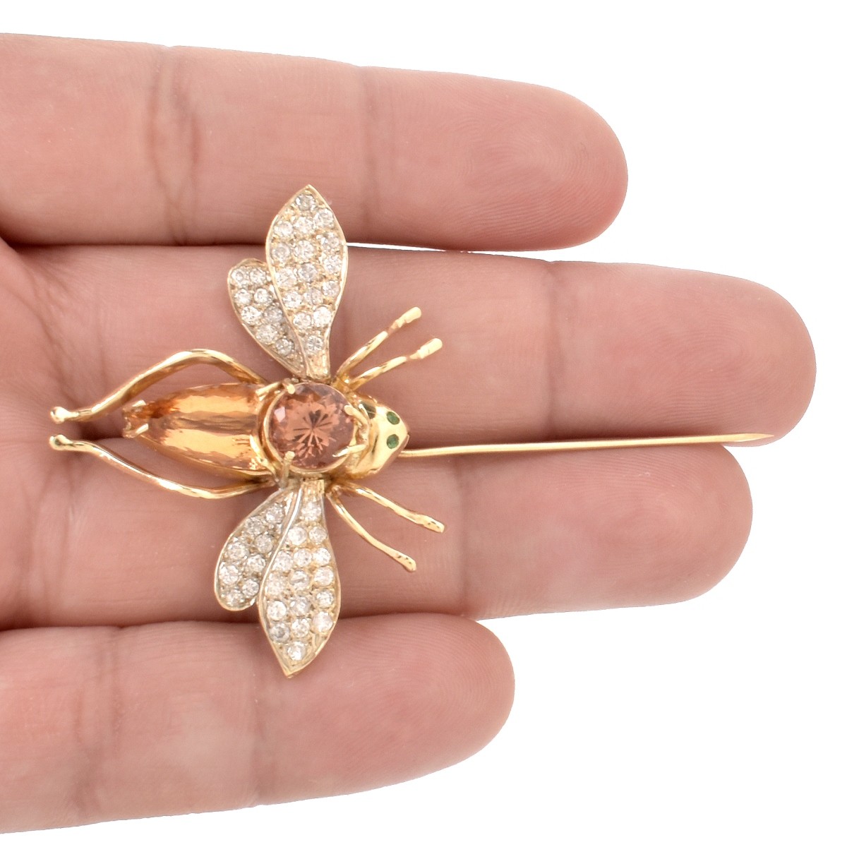 Gemstone and 18K Brooch