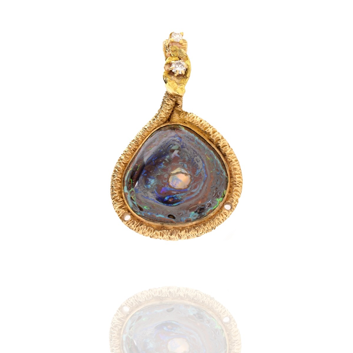 Opal, Diamond and 14K Pendant