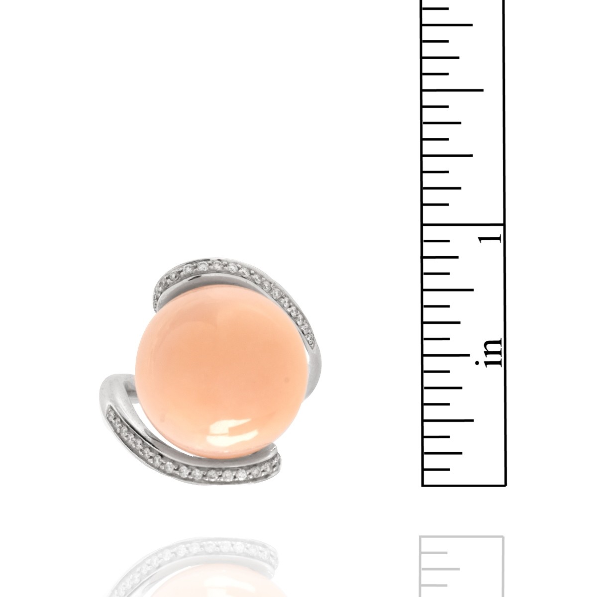 Coral, Diamond and 18K Ring