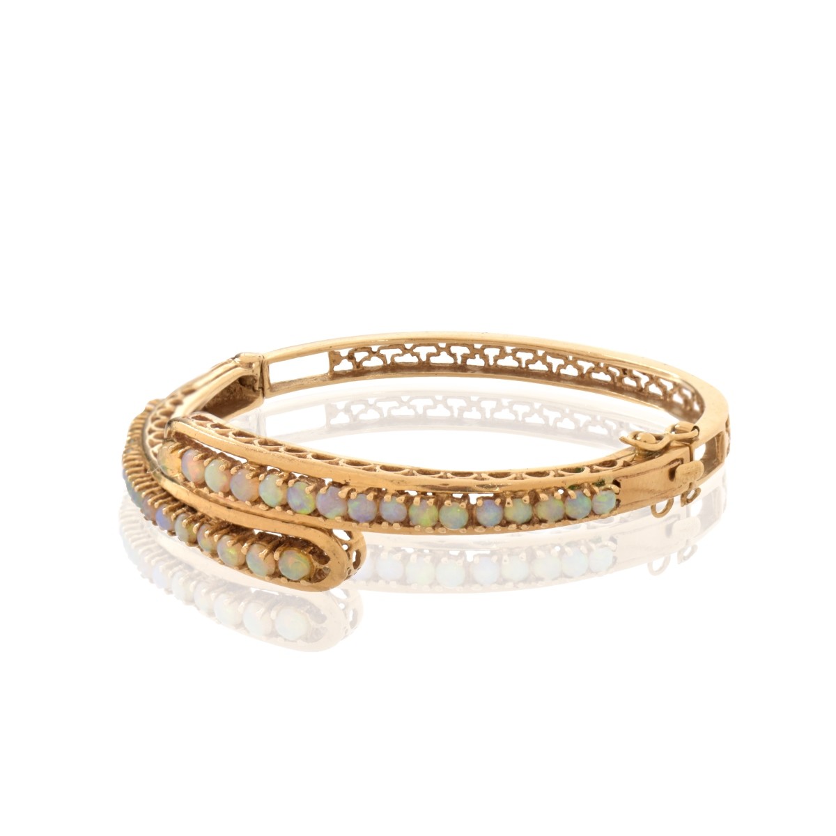 Opal and 14K Bangle Bracelet