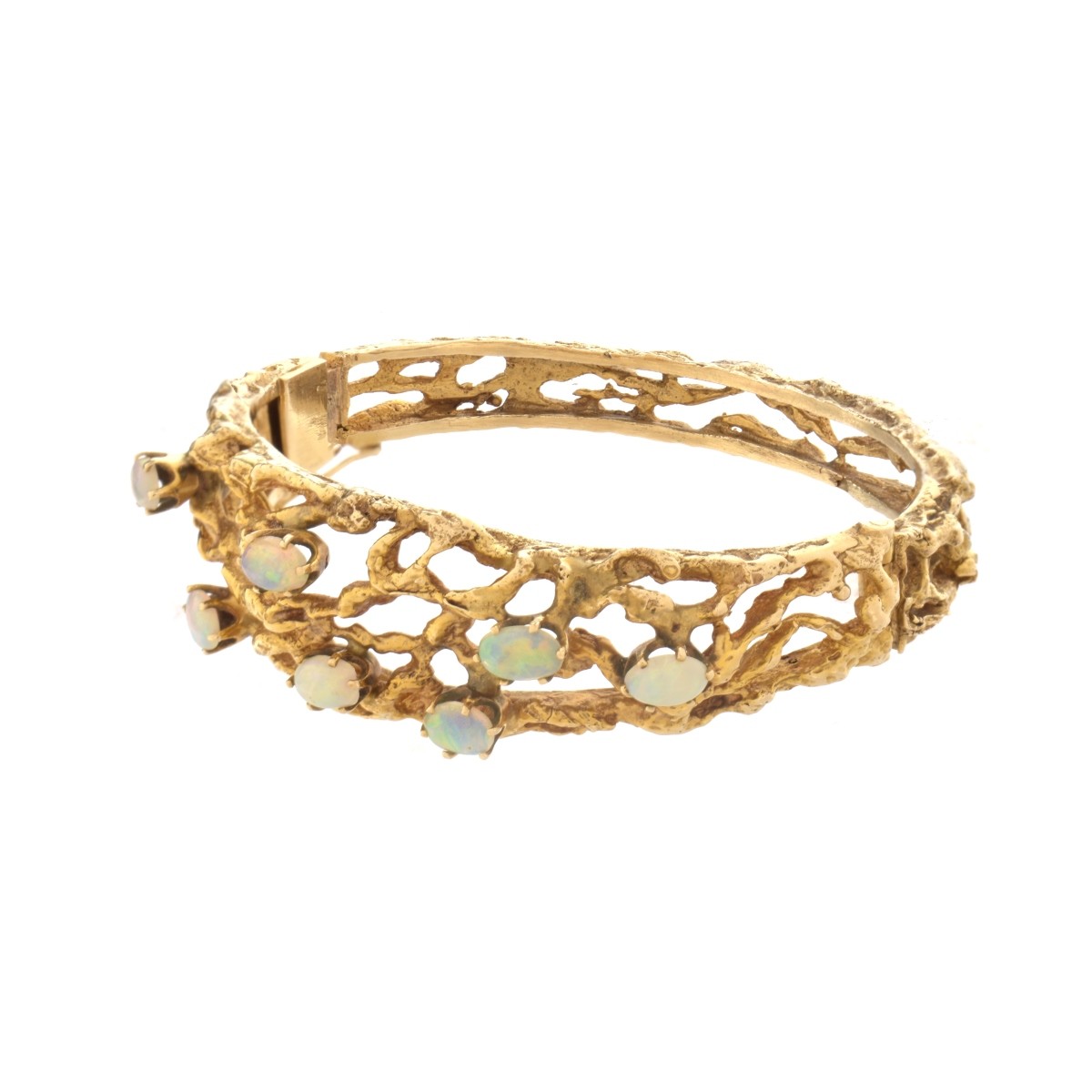 Opal and 14K Bangle Bracelet