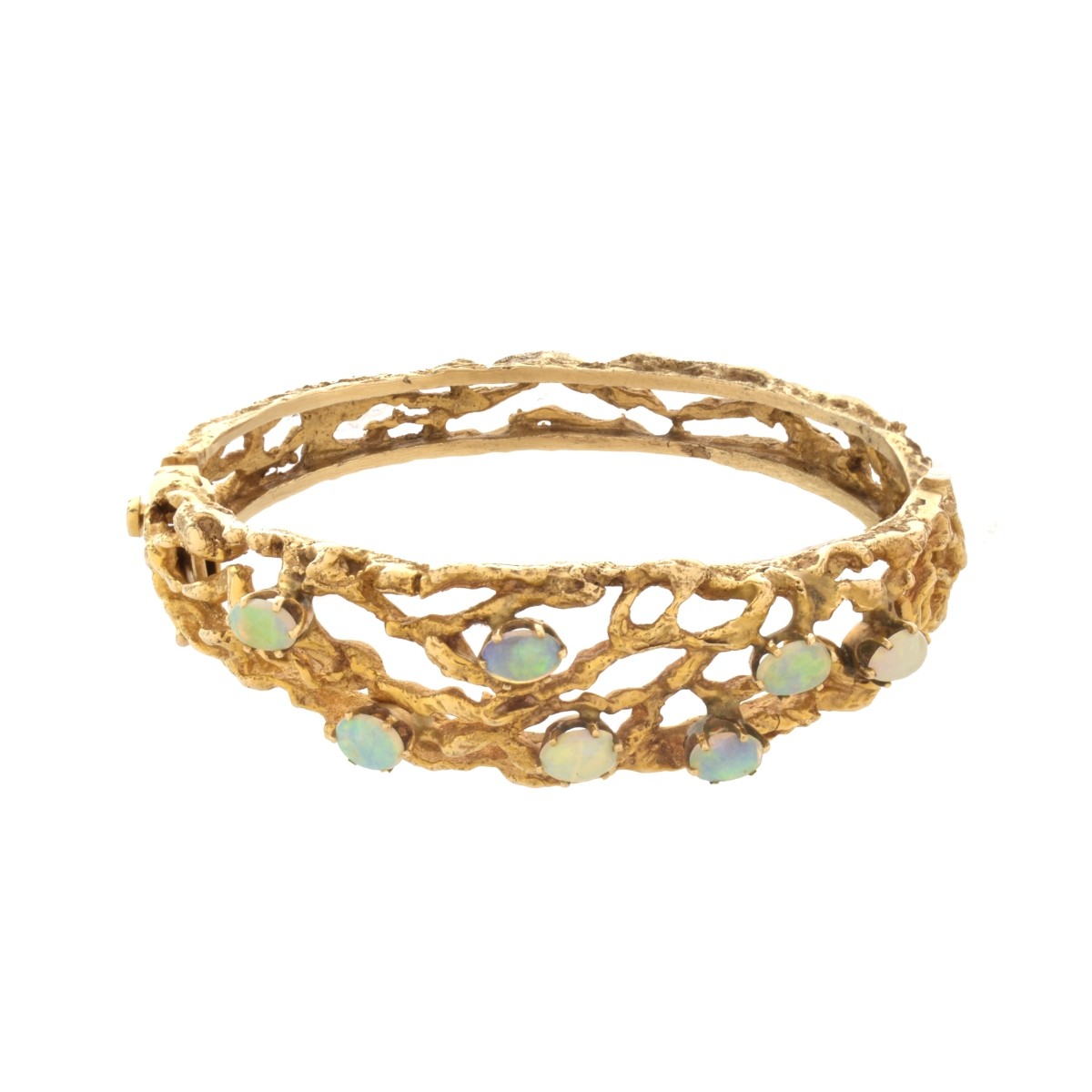 Opal and 14K Bangle Bracelet