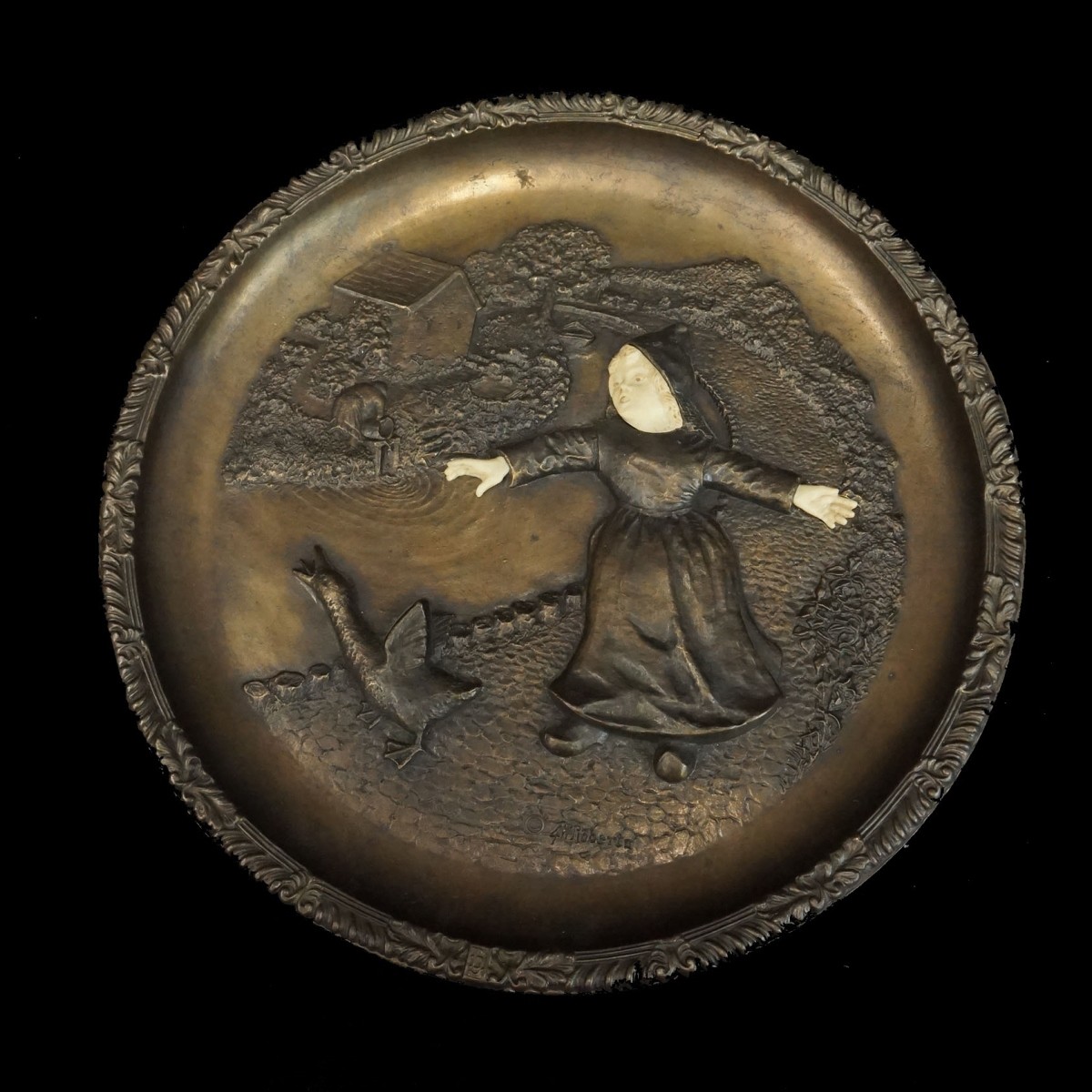 Uncertain Beginnings Bronze Relief Plate