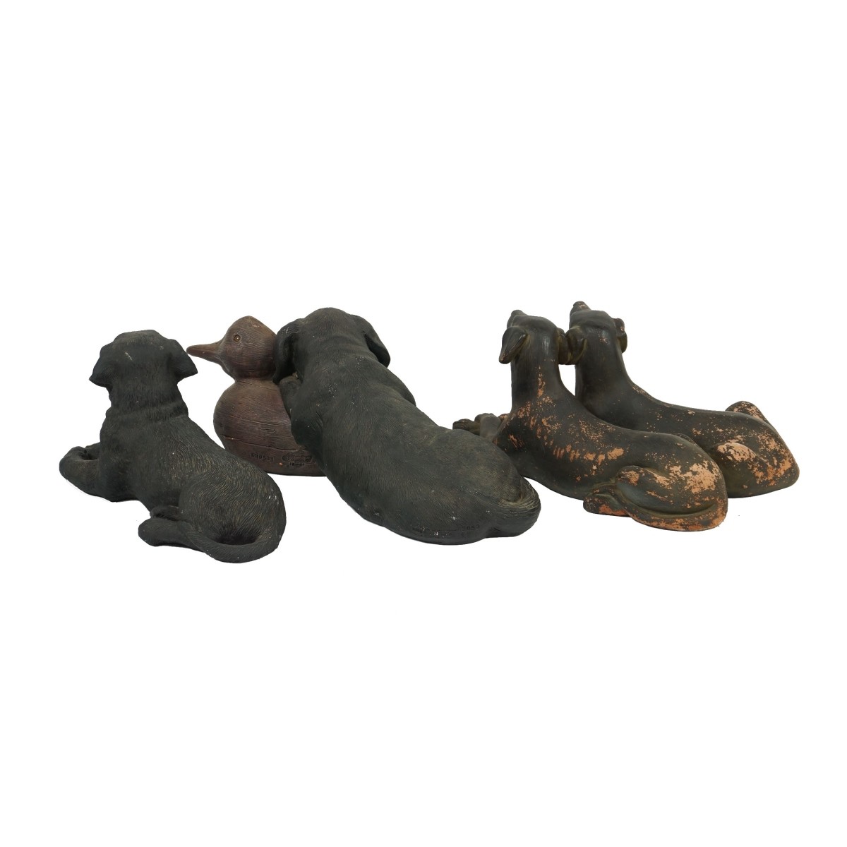 Three Large Dog Figurines