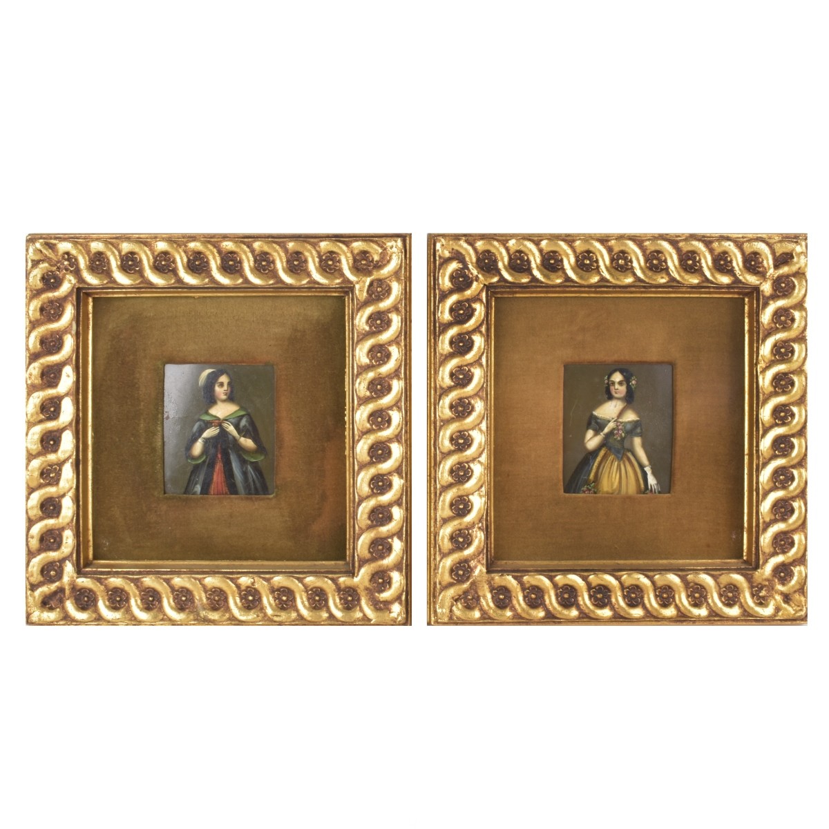 Pair of 18/19th C Oil on Tin Paintings