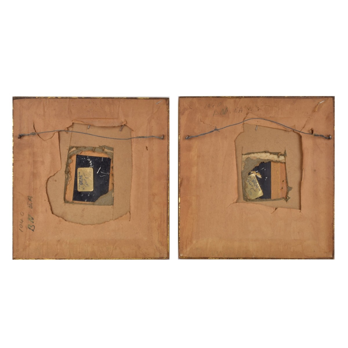 Pair of 18/19th C Oil on Tin Paintings