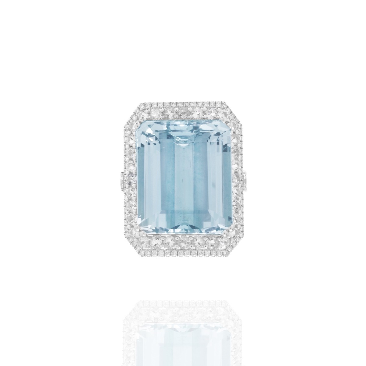 Aquamarine, Diamond and 18K Ring