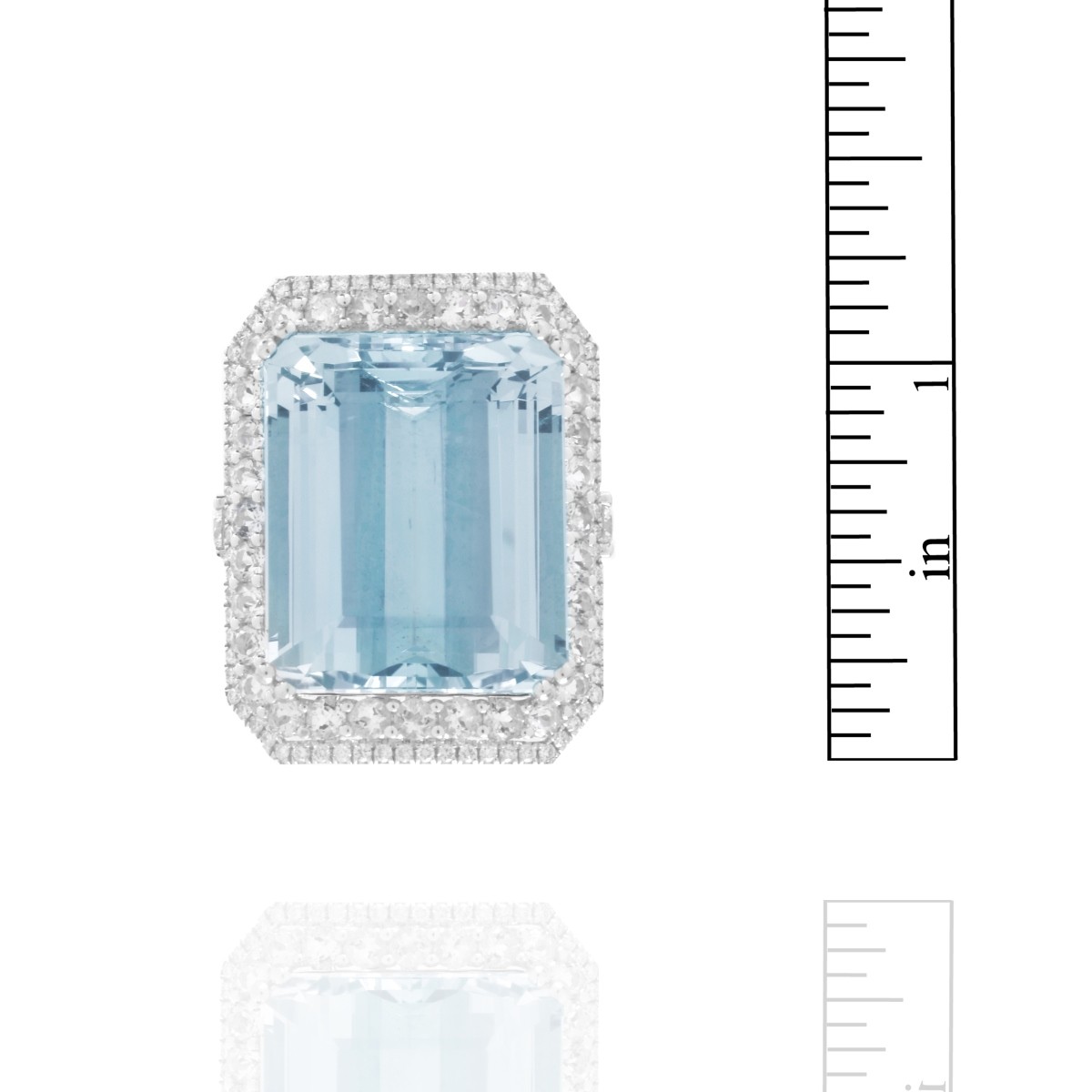 Aquamarine, Diamond and 18K Ring