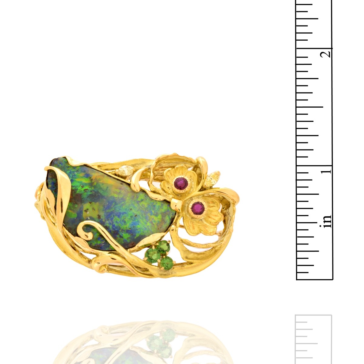 Gemstone and 18K Owl Brooch